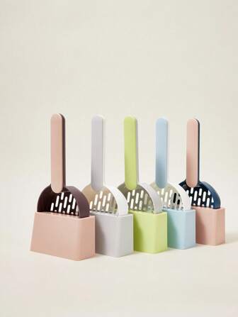 PETSIN Cat Litter Scoop Plastic Cat Litter Shovel With Base Self Cleaning Cat Litter Box Shovel Kitten Toilet Clean Tools Cat Supplies