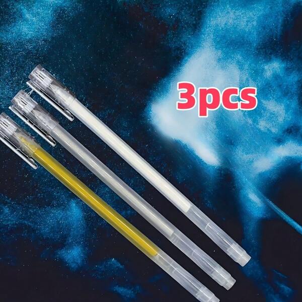 3 Stücke Set neutrale Stifte mit feiner Spitze, fluoreszierender Stift in Gold, Silber, Weiß, Highlighter, Malerstifte für Studenten, DIY-Malerei, Graffiti, Ausmalen, Umrisszeichnungen, hochkapazitive Einwegartikel für Kunst, Schule-Rückkehr