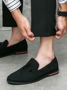 Men's Leather Shoes, British Style Suede Leather Shoes, Fringe Loafer Shoes, Casual Business Work Moccasin Old Money Chic Autumn