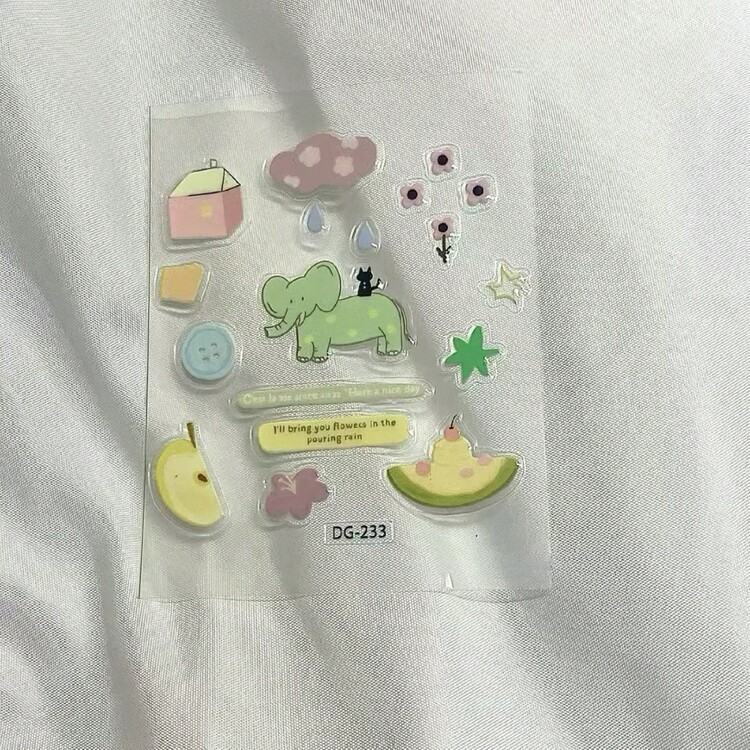 可爱的青苹果果冻树脂贴纸，DIY笔筒，电脑，手机装饰，夏季海洋元素，计划簿剪贴簿贴纸 - 彩色 - 查看 15