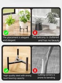 1个可调节宽度多功能花园花盆架，防水防潮，黑色，室内植物架，花盆