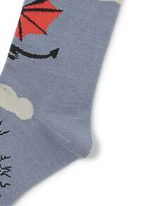 1 Pair Men's Ankle Socks With Cool Dragon Pattern Design, Fashion & Versatile, Suitable For Autumn/Winter, Couples Gift, Ideal For Halloween And Christmas