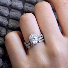 3-Piece/Set Stacked Commitment Ring Set, Couple Rings, Engagement/Wedding Eternal Rings, Valentine's Day, Mother's Day, Christmas Gifts, Eye-Catching Accessories For Parties And Banquets, Daily Casual Jewelry - White - View 6
