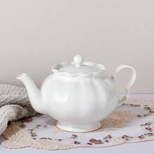 MBB 1 zestaw nowego czajniczka z porcelany kostnej ze zdejmowaną pokrywką i dużym uchwytem, elegancki styl, duży czajniczek do herbaty sypanej, 37 uncji (1100 ml) ceramiczny czajniczek idealny do herbaty popołudniowej, do herbaty sypanej lub w torebkach, idealny prezent urodzinowy na parapetówkę dla kobiet