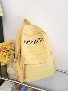 1 件经典基本款返校背包，字母印花书包，大容量学生包，带笔记本电脑隔层书包，旅行收纳，多种颜色可选，非常适合青少年/学生/毕业生，适合日常使用、外出、旅行、学校和返校 - 彩色 - 查看 17