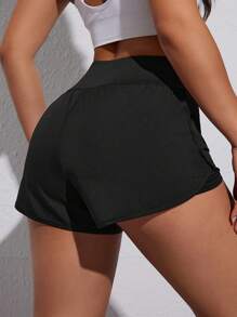 Women Plus Size High Waisted Elastic Waist Slim Fit Workout Shorts, Fashion Casual Side Slit Pockets Outdoor Sports Yoga Shorts, Spring/Summer