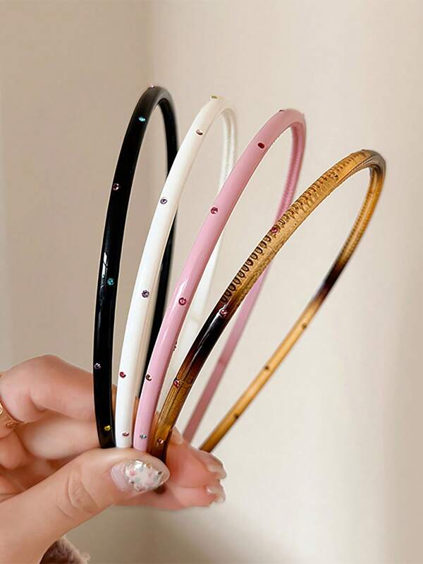 1pc Casual And Elegant Hair Headband, Rhinestone Thin-Edge Headband Hair Hoop Decoration, Face Wash And Bangs Headband,Hairband,Hairband,Hair Hoop Headbands Women's Hair Accessories - Hair Clips