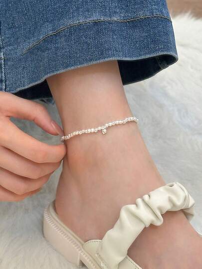 1 Piece Of 925 Sterling Silver Zirconia Ankle Chain, High-End And Atmospheric, Retro Design, Suitable For Wearing And Giving Gifts During Festivals, Music Festivals