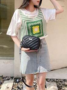 Fashionable Versatile Casual Minimalist Crossbody Shoulder Bag - Black - View 3