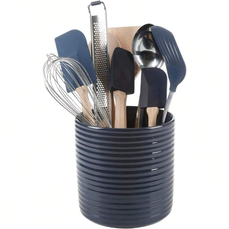 Joseph Joseph Elevate 5piece Silicone Kitchen Utensils Carousel  Heat Resistant Non Stick Utensil Set Weighted Stainl Steel Handles Gift - Xanh navy - Xem 1