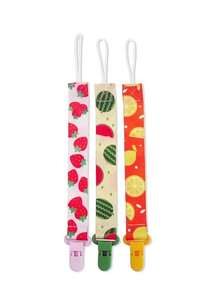 Kit 3 Universal Pacifier Clips For Babies - Unisex Clip - Strawberry + Watermelon + Lemon - View 2