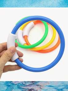 1/2/4PCS Colorful Sinking Diving Rings, Fun Underwater Pool Toys , Perfect For Diving Training And Retrieval, Orange, Green, Blue, Yellow, Pool Diving Toys, Swimming Pool Toys, Pool Accessories, Pool Party - Multicolor - View 4