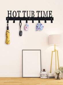 رف منشفة مثبت على الحائط ب- 8 خطاطيف، قطعة واحدة باللون الأسود | للمناشف والأردية والمعاطف والحمامات الساخنة والأماكن الخارجية والفنادق والمنتجعات والمسابح ومراكز الصحة المنزلية