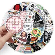 50Pcs William Stickes Reading Stickers Art Stickers Aesthetic Stickers Romeo And Juliet Books Stickers Vinyl Waterproof Stickers For Water Bottle,Computer,Laptop,Phone,Luggage,Notebook,Fridge,Bumper,Car,Guitar
