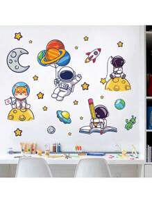 Space Height Chart Wall Decals - Interactive Planet Measuring Sticker With Rocket & Stars, Removable Nursery Height Decor For Kids 50-150cm Growth Tracker,Space Nursery Decor & Kids Room, Space Rocket Stickers, Planet Measuring Decals, Kids Growth Chart Wall , Educational Space Decor