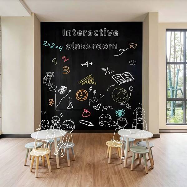 Self-Adhesive Blackboard Sticker, Which Can Be Cut Freely, Is Suitable For Smoothing Walls, Boards, Glass, Wiping, Waterproof And Durable, And Has Strong Adhesion, And Is Very Suitable For Graffiti, Teaching, Writing, Commercial Wallpaper Decoration And As A Message Board. (Give Away 3 Pieces Of Chalk With Random Colors)