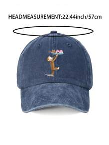 1 Stück "Affen"-Muster verstellbare Baseballkappe - im vintage Washed Stil, neutrale Kappe geeignet für Outdoor-Aktivitäten, unisex Mode, ideal als Geschenk