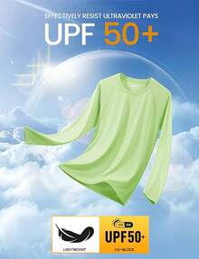 Men's Long Sleeve Shirts UPF 50+ UV Sun Protection Athletic Shirts For Hiking Running Workout Rash Guard-2025 - Light Green - View 8