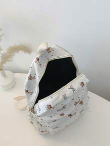 1 件开学卡通小狗/蝴蝶结图案背包，轻便书包，大容量学生包，带笔记本电脑隔层书包，旅行收纳袋，多种颜色可选，非常适合青少年/学生/毕业生，适合日常使用、外出、旅行、学校和开学