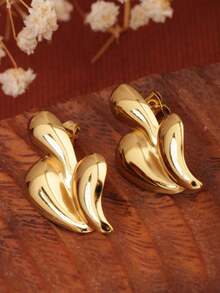 1 对不锈钢 18K 金几何水滴形耳环，复古优雅百搭，适合女性日常工作、通勤、派对佩戴，送给女友、朋友的礼物 - 金色 - 查看 5