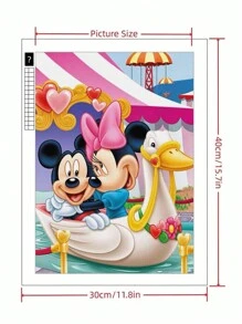 Disney 1 PIEZA Pintura de diamantes 5D con diseño completo de Disney, Mickey y Minnie celebrando en una tienda con patos. Manualidades para principiantes adultos, decoración colgante, suministros de muebles.