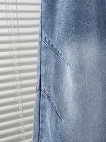 1条休闲街头时尚宽松男童七分长牛仔裤 - 淺色水洗藍 - 查看 4