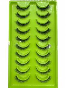 10 对猫眼 3D 水貂睫毛，柔软蓬松卷曲手工假睫毛，自然妆容假睫毛，浓密卷翘睫毛，睫毛，睫毛，假睫毛 - 自然纖長款 - 查看 5