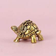 Brass Turtle Home Decor: Adorable Brass Turtle Statue, No Electricity Needed, Suitable For Living Room And Office, Perfect Gift For Animal Lovers And Home Decor Enthusiasts - Gold - View 4