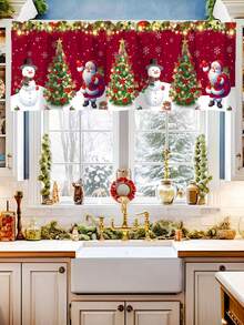 1 pièce/2 pièces Rideau de Noël avec volant Père Noël 45*140cm/150*60cm en polyester avec motif bonhomme de neige et passant pour tringle. Décorations de Noël 2025 pour la maison, chambre, salon, cuisine, salle de bain, buanderie. Cadeau de Noël et Bonne Année 2026 - le père Noël - Voir 9