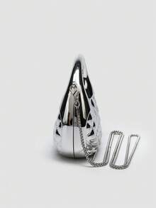 1 件情人节理想之选手提包，舒适时尚，个性化礼物，2025 配饰，适合所有场合，价格实惠的奢华感，叛逆派对包，非常适合派对、婚礼、舞会、晚宴/宴会，优雅的女士包 - 銀色 - 查看 3