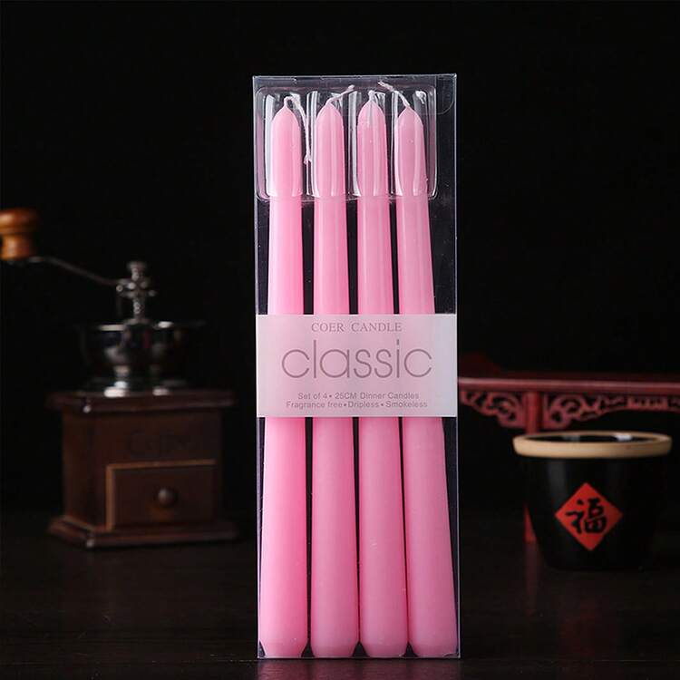 4 peças Velas Regulares Cônicas de 10 polegadas, Série de Cores Rosa Claro/Escuro/Desbotado, Adequadas para Decoração Doméstica, Decoração de Casamento, Decoração de Mesa de Jantar, Presentes para Melhores Amigos, Presentes para Mulheres, Presentes de Inverno, Decoração de Aniversário, Jantar à Luz de Velas, Porta-Velas, Banquete, Casamento, Dia dos Namorados, Velas Sem Perfume, Decorações Românticas, Todas as Estações - Multicolorido - Visão 13