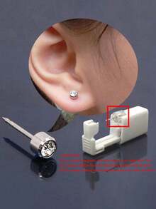 6pcs Disposable Ear Piercing Gun With Built-In Ear Studs-Safety Self Ear Piercing Tool Set Disposable Sterile Piercing Unit Studs Flower Style Piercing Gun Piercer Tool Machine Body Piercing Jewelry