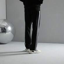 Adidas Casual Pants, Classic 3-Stripes Sweatpants, Loose Straight Leg Joggers, Campus & Street Style - Black - View 5