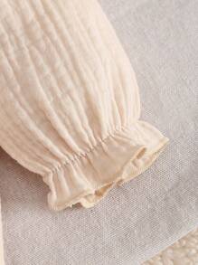 MommBaby MommBaby Infant Girls' Solid Color Cotton Ruffle Embroidered Long Sleeve Romper With Open Crotch Pants, Casual Outfit For Spring & Autumn