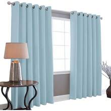 Juego de Cortina Black out 2.75 x 2.15 m. Bloquea la luz Solar Cada Hoja Mide 137.5 m x 2.15 m Alto, 100% Microfibra Poliéster. - Azul claro - Ver 13