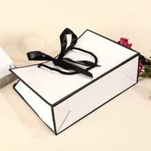 1 pieza/5 piezas Bolsas de regalo con lazo negro simple y asa