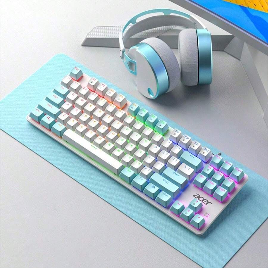 Acer OKW132 Split Mechanical Keyboard Medical Grade Silicone Keycaps 87-Key Floating Design Long Battery Life Smart Device Switching Full Key Anti-Rush Splash-Proof Design