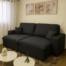 Imagine Stores Retractable Spandex Sofa Cover + 2 Cushion Covers + Fasteners, Plain, Ready For Delivery, (2 Seats) - 黑色 - 查看 1