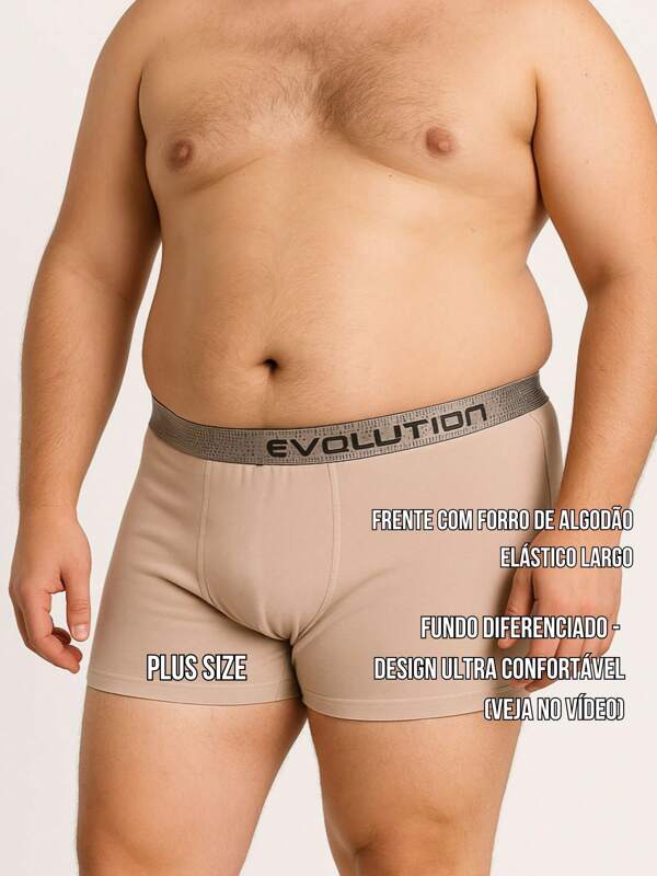 KIT 2 Cuecas Boxer Com Forro de Algodão Kit 2 Cueca Box Microfibra Coeca Lisa Plus Size Nude