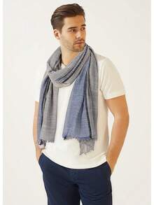 Color Block Summer Scarf For Men Long Neck Wraps Shawl Urbanstyle Scarf Gift For Men - Graybluekhaki - View 2