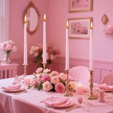 4 件 10 英寸锥形普通蜡烛，浅/深粉色/柔和色系列，适用于家居装饰、婚礼装饰、餐桌装饰、闺蜜礼物、女士礼物、冬季礼物、生日装饰、烛光晚餐、烛台、宴会、婚礼、情人节、无香蜡烛、浪漫装饰、四季皆宜 - 彩色 - 查看 6