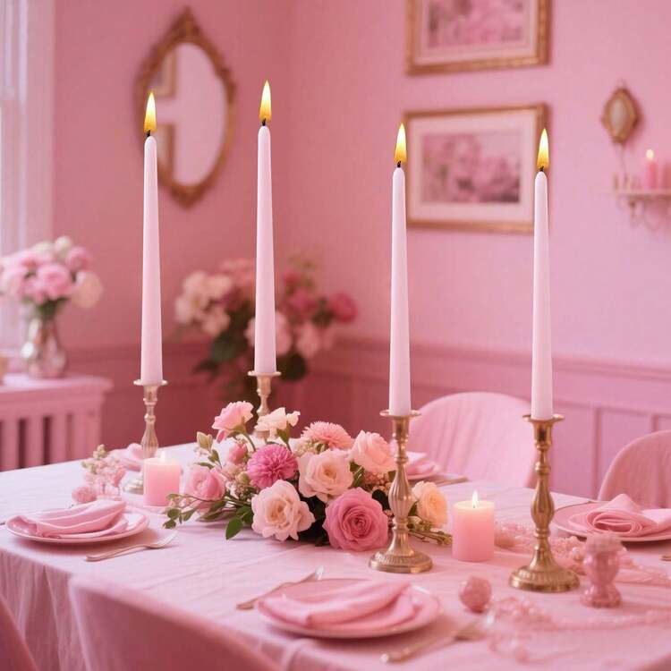 4 peças Velas Regulares Cônicas de 10 polegadas, Série de Cores Rosa Claro/Escuro/Desbotado, Adequadas para Decoração Doméstica, Decoração de Casamento, Decoração de Mesa de Jantar, Presentes para Melhores Amigos, Presentes para Mulheres, Presentes de Inverno, Decoração de Aniversário, Jantar à Luz de Velas, Porta-Velas, Banquete, Casamento, Dia dos Namorados, Velas Sem Perfume, Decorações Românticas, Todas as Estações - Multicolorido - Visão 6