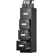 4 Drawer File Cabinet, Metal Vertical Black Filing Cabinets With Lock For Home Office With Name Card Holder For Letter/Legal/A4/F4 Size (Assemble Required) - màu đen - Xem 1