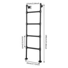 57" Tall Bunk Bed Ladder In Black Or Silver, 4-Step Carbon Steel Design, Customizable Height, Easy Installation, Modern Style For Home, Loft, Or Dorm Use - Black - View 2