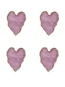 1 件时尚新款设计粉色不对称心形手指开口戒指 适合女士女孩礼物