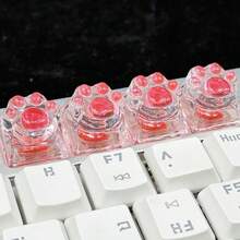 4pcs Cute Handcrafted, Translucent Pink Cat Paw Keycaps, Suitable For Custom Mechanical Keyboards - ABS Resin, Business Style, OEM Height