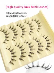 5对Rikuaild卡通风格假睫毛，自然款和动漫角色扮演款，透明睫毛梗，适合新手，蓬松浓密，黑色锥形水润妆效 - 自然纖長款 - 查看 6