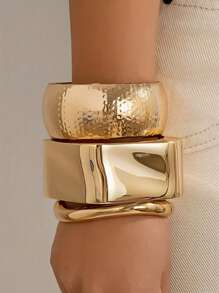 3-19pcs/Set Exaggerated Asymmetrical Wide Cuff Bracelet Set, Fashionable Accessories Suitable For Daily Wear, Dating, Party, Birthday Gift For Women