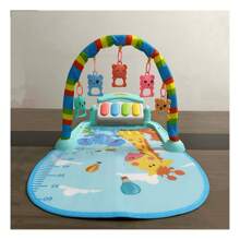 Baby Kick Klavier Fitness Puppe, 0-36 Monate Neugeborenes Kleinkind Bildungszentrum Musik Matte, Multi-sensorische Entwicklung Arm, Bein & Tastspiel Pad, Cartoon Charakterdesign Geschenk (Aufhängeringe Farbe zufällig, benötigt 3 AAA Batterien)