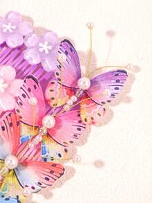 1 件儿童可爱简约花卉蝴蝶装饰发夹配件 - 彩色 - 查看 7